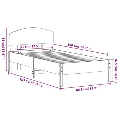 vidaXL Bed Frame without Mattress White 75x190 cm Small Single Solid Wood Pine