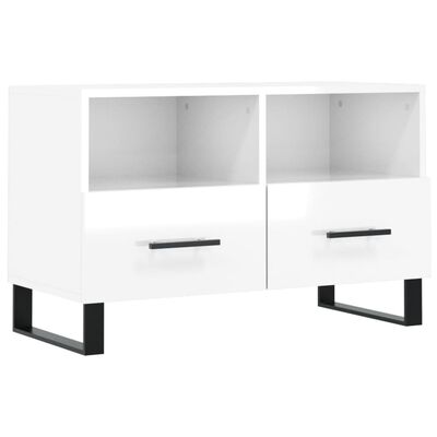 vidaXL TV Cabinet High Gloss White 80x36x50 cm Engineered Wood