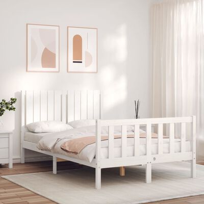 vidaXL Bed Frame without Mattress White Small Double Solid Wood Pine