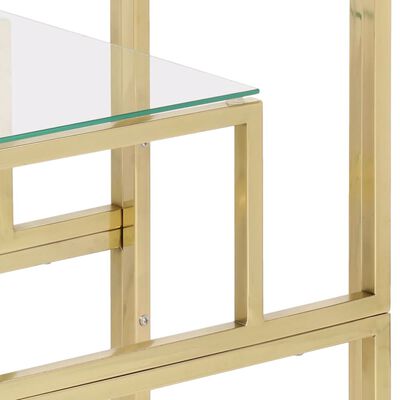 vidaXL Console Table Gold Stainless Steel and Tempered Glass