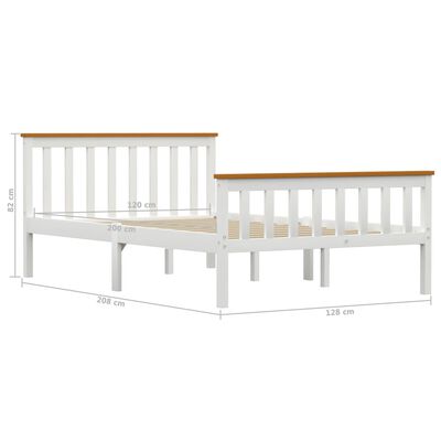 vidaXL Bed Frame without Mattress White Solid Pinewood 120x200 cm