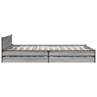 vidaXL Bed Frame with Drawers without Mattress Grey Sonoma 160x200 cm