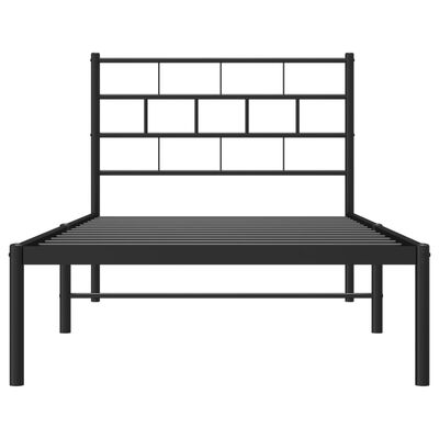 vidaXL Metal Bed Frame without Mattress with Headboard Black 90x200 cm