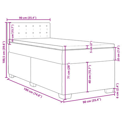 vidaXL Box Spring Bed with Mattress Black 90x190 cm Faux Leather