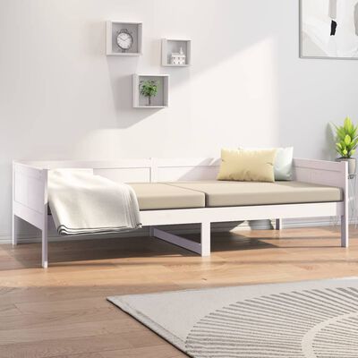 vidaXL Day Bed without Mattress White Solid Wood Pine 90x190 cm Single