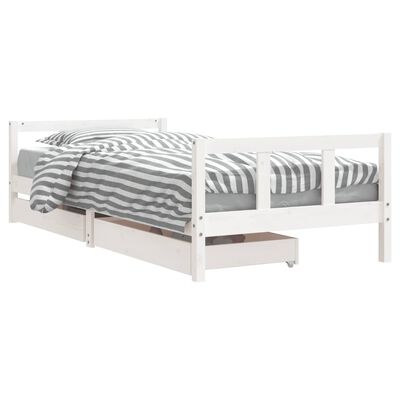 vidaXL Kids Bed Frame with Drawers White 90x200 cm Solid Wood Pine