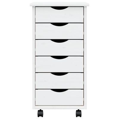 vidaXL Rolling Cabinet with Drawers MOSS White Solid Wood Pine