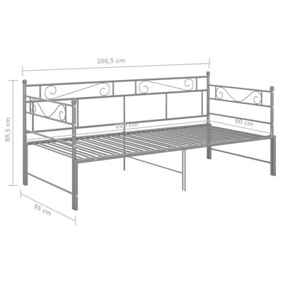 vidaXL Pull-out Sofa Bed Frame without Mattress Grey Metal 90x200 cm