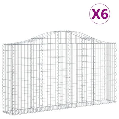 vidaXL Arched Gabion Baskets 6 pcs 200x30x100/120 cm Galvanised Iron