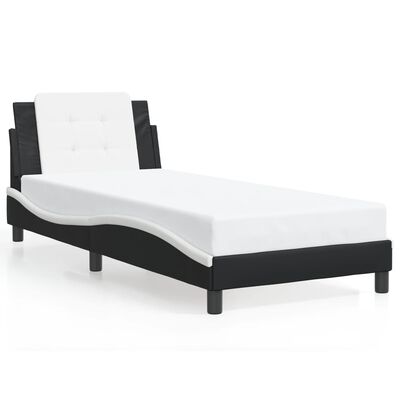 vidaXL Bed Frame without Mattress Black and White 100x200 cm Faux Leather