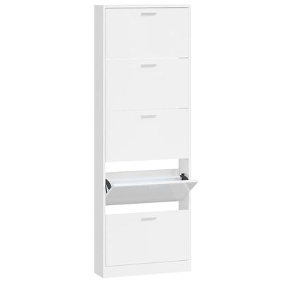 vidaXL Shoe Cabinet High Gloss White 59x17x169 cm Engineered Wood