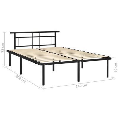 vidaXL Bed Frame without Mattress Black Metal 140x200 cm