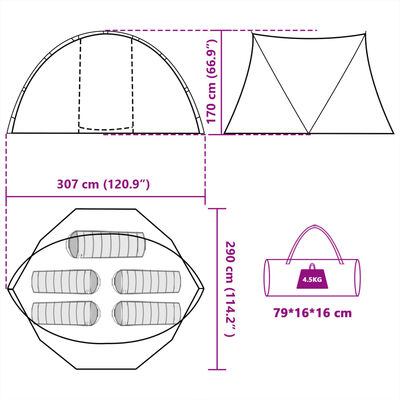 vidaXL Fishing Tent 5-Person Camouflage Waterproof