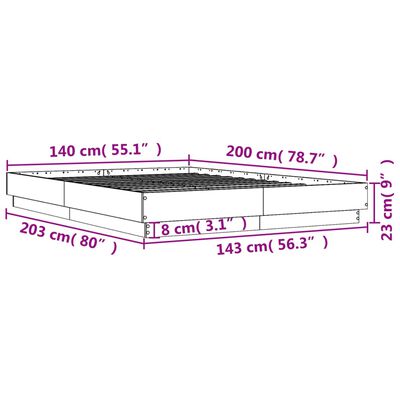 vidaXL Bed Frame without Mattress Sonoma Oak 140x200 cm