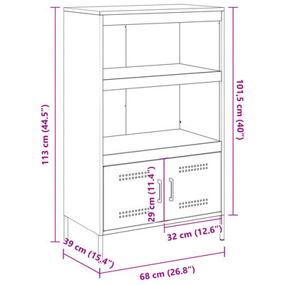 vidaXL Highboard White 68x39x113 cm Steel