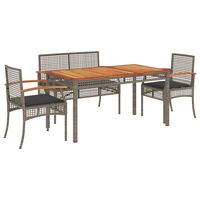 vidaXL 3 Piece Garden Dining Set with Cushions Grey Poly Rattan