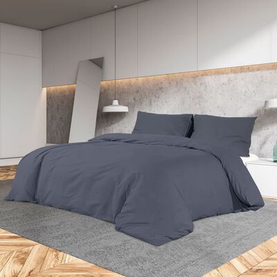 vidaXL Duvet Cover Set Anthracite 155x220 cm Light-weight Microfiber