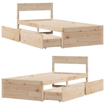 vidaXL Bed Frame without Mattress 75x190 cm Small Single Solid Wood Pine