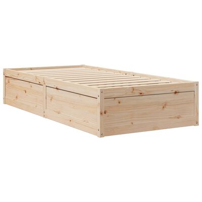 vidaXL Bed with Mattress 90x190 cm Single Solid Wood Pine