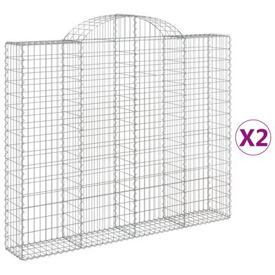 vidaXL Arched Gabion Baskets 2 pcs 200x30x160/180 cm Galvanised Iron