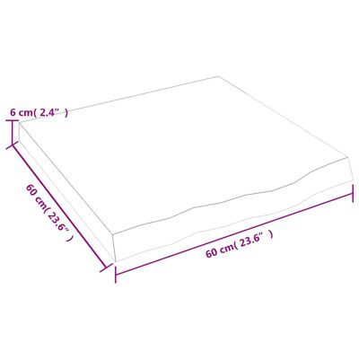 vidaXL Table Top 60x60x(2-6) cm Untreated Solid Wood Oak