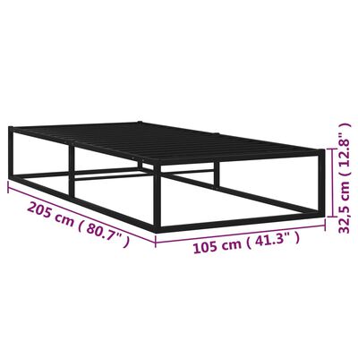 vidaXL Bed Frame without Mattress Black Metal 100x200 cm