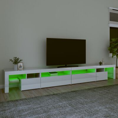 vidaXL TV Cabinet with LED Lights High Gloss White 290x36.5x40 cm