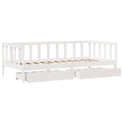 vidaXL Daybed with Drawers without Mattress White 90x190 cm Single Solid Wood