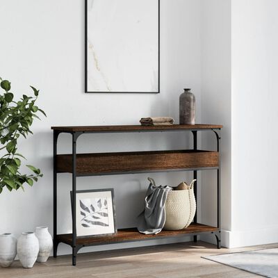 vidaXL Console Table with Shelf Brown Oak 100x29x75cm Engineered Wood