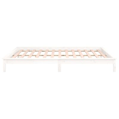 vidaXL LED Bed Frame without Mattress White 140x190 cm Solid Wood