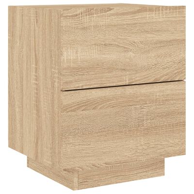 vidaXL Bedside Cabinet with LED Lights Sonoma Oak Engineered Wood