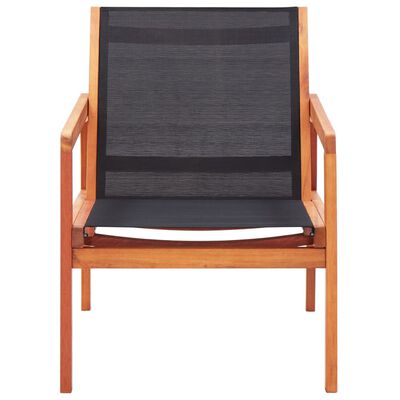 vidaXL Garden Lounge Chair Black Solid Eucalyptus Wood and Textilene