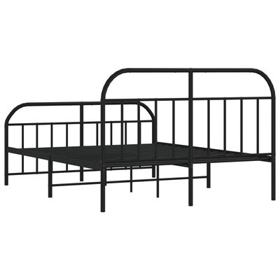 vidaXL Metal Bed Frame without Mattress with Footboard Black 140x200 cm