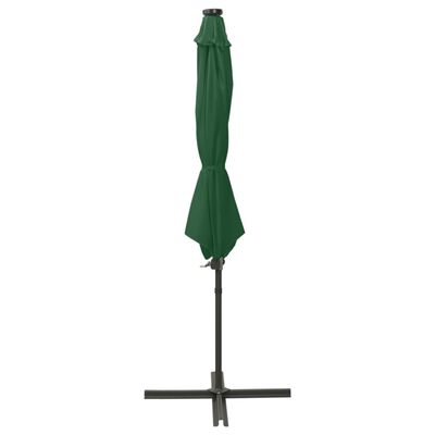 vidaXL Cantilever Garden Parasol with Pole and LED Lights Green 300 cm