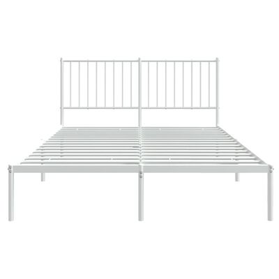 vidaXL Metal Bed Frame without Mattress with Headboard White 135x190 cm Double