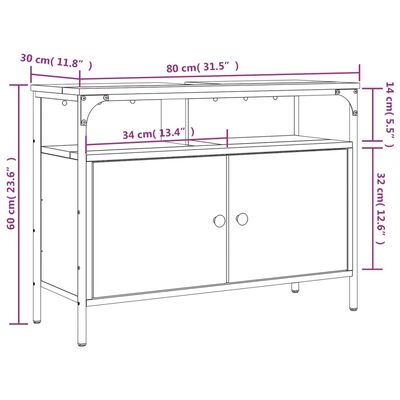 vidaXL Bathroom Sink Cabinet Grey Sonoma 80x30x60 cm Engineered Wood