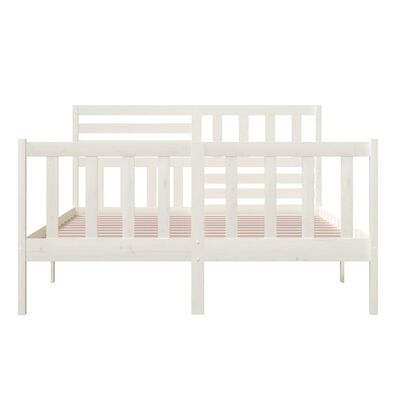 vidaXL Bed Frame without Mattress White Solid Wood 140x200 cm (810083+814145)