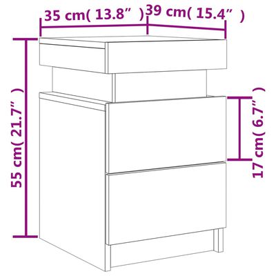 vidaXL Bedside Cabinets with LED Lights 2 pcs White 35x39x55 cm