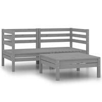 vidaXL 3 Piece Garden Lounge Set Grey Solid Pinewood