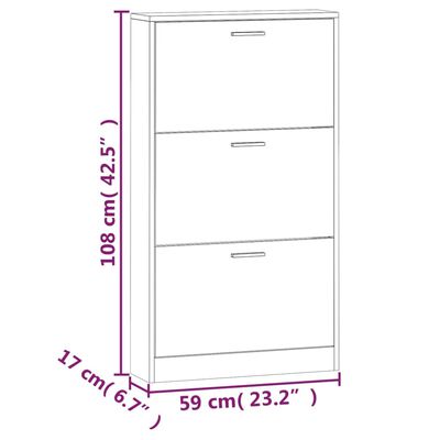 vidaXL Shoe Cabinet Oak 59x17x108 cm Engineered Wood