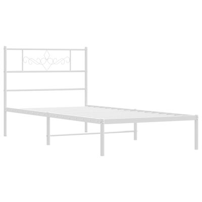 vidaXL Metal Bed Frame without Mattress with Headboard White 107x203 cm