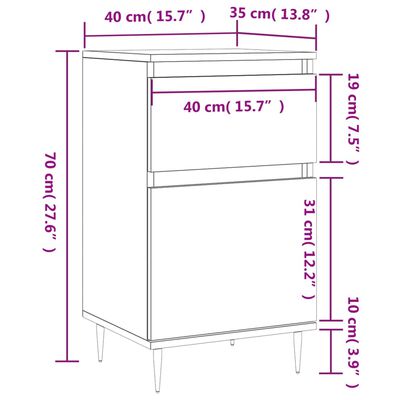 vidaXL Sideboard Sonoma Oak 40x35x70 cm Engineered Wood