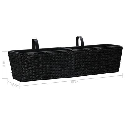 vidaXL Planters 2 pcs Water Hyacinth Black