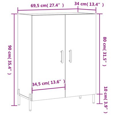 vidaXL Sideboard White 69.5x34x90 cm Engineered Wood