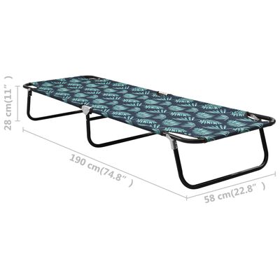 vidaXL Folding Sun Lounger Steel Leaf Pattern