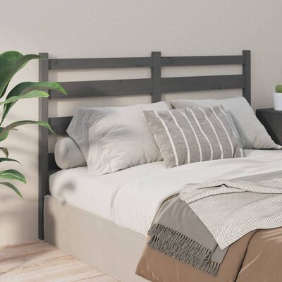 vidaXL Bed Headboard Grey 126x4x100 cm Solid Wood Pine