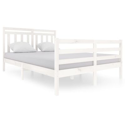 vidaXL Bed Frame without Mattress White Solid Wood 140x200 cm (810431+814095)