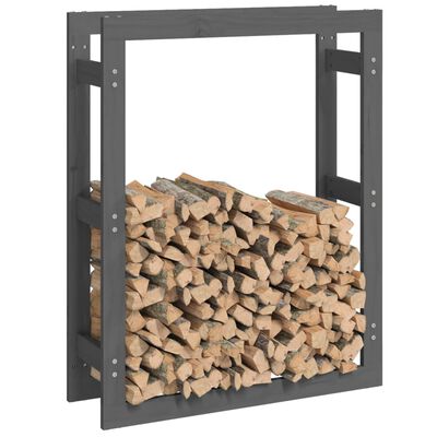 vidaXL Firewood Rack Grey 80x25x100 cm Solid Wood Pine