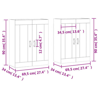 vidaXL Wall Mounted Cabinets 2 pcs High Gloss White Engineered Wood