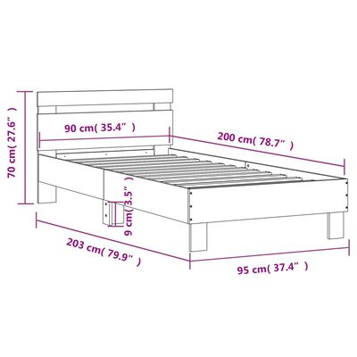 vidaXL Bed Frame without Mattress with LED Lights Black 90x200 cm